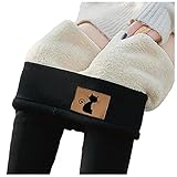 Leggings Damen Winterleggings Thermoleggings warme Leggings mit Teddyfell, Leggings Damen Leggins Viskose Komfortable Blickdicht E