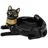 Shipenophy Vintage Schwarze Katze Aschenbecher, Vintage Aschenbecher Harz Handwerk ägyptische Schwarze Katze Gott Figur Statue Dekorative Harz Skulptur Wohnkultur für Geschenk Zimmer Büro O