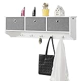 SoBuy FRG282-W Wandgarderobe Flurgarderobe Kleiderhaken Hängeregal mit 3 Körben und 5 Haken Garderobe weiß BHT ca.: 100x30x20