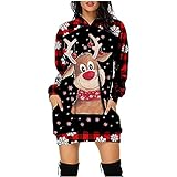 LOOKAa Kleider für Damen, costume women, Damen Hoodies Pullover Langarm Übergroße Freizeittaschen Tunika Pullover Sweatshirt Minikleid Lange Kapuzenob