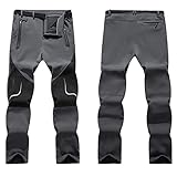 BIBOKAOKE Winterhose Herren Winddicht Wasserdicht Outdoorhose Wanderhose Fleece gefüttert Warm Hose jagdhose Rangerhose Skihose Regular Fit Softshellhose mit Reißverschluss Funk