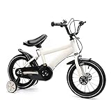 14 Zoll Kinderfahrrad Mädchenfahrrad jungenfahrrad Kinderrad Fahrrad Spielrad cool sicher, Balance Reiten Bike mit Stützrädern Hilfsrad, Merkmalen Stabilität, Haltbarkeit, Geschenke fur Kid, Weiß