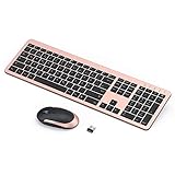 seenda Tastatur Maus Set Kabellos, Wiederaufladbare Funk Tastatur Maus Set, Tastatur Kabellos mit Silikon Staubschutz für PC/Laptop/Smart TV - DE Lay