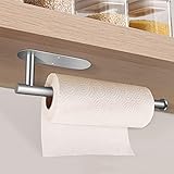 axeqoo Küchenrollenhalter ohne Bohren, Papierrollenhalter Edelstahl Küchenpapierhalter, Wandmontage Selbstklebend Rollenhalter Küchenrollenspender Pap