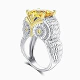 DASHANG Mode Gelb Kristall Citrin Edelsteine ​​Diamanten Einzigartige Eulenringe Für Frauen Weißgold Silber Farbe Schmuck Trendy Zubehör-7,China,Ring