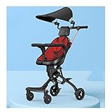 QIFFIY Kinderwagen, zwei-Wege-Landschaften, sonnenfest, leicht, tragbar, faltbar, Babykute, vier Runden, für Kleinkinder, Auto, Kinderwagen, Buggy (Farbe: Rot, Größe: normale Version)