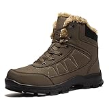 Pokem&Hent Herren Winter Schneestiefel Wasserdicht Sportschuhe Super Warm Herren Stiefel Outdoor Wanderschuhe Arbeitsschuhe Gelb 41