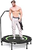 ANCHEER Fitness-Trampolin, Indoor/Outdoor, leise Gummiseilfederung, Höhenverstellbarer Haltegriff, Trampolin für Jumping Fitness, Nutzergewicht bis 100kg/135kg, Ø 40