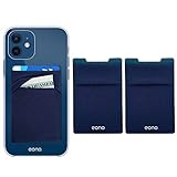 Amazon Brand – Eono Double Pocket Phone Wallet - Adhesive Card Holder - Mobiles Etui mit RFID-Kartenhalter -Carry Credit Cards and Cash - Blue/2PC