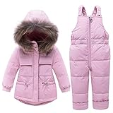 L PATTERN Baby Winter Schneeanzug mit Kapuze Baby Strampler Baby Winter Spielanzug Baby Winter Kleidung Anzug, Rosa, 80