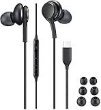 TELEFONMAX In-Ear Kopfhörer USB Type-C Anschluss USB c Headset Gewebekabel kompatibel zu Samsung Galaxy S21 S21 5G S20 S20 Ultra S20 FE A80 A60 Note 20 10 Tab S7 S7+ Galxy Fold Z Google Pixel 5 4