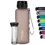 720°DGREE Trinkflasche “uberBottle“ softTouch +Früchtebehälter - 1,5L - BPA-Frei - Wasserflasche für Sport, Fitness, Outdoor, Wandern - Große Sportflasche aus Tritan - Leicht, Bruchsicher, Nachhaltig