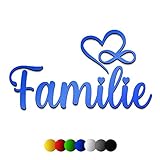 3D Wandtattoo FAMILIE aus Holz mit dem Schriftart | Faided | in 7 verschieden Farben und 3 Größen. Sprüche für die Küche, das Wohnzimmer oder Kinderzimmer. (Blau, M)