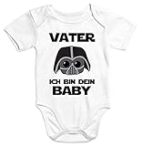 MoonWorks Kurzarm Baby Body Vater ich Bin Dein Baby Spruch Nerd lustig Onesie Strampler,-3 Monate, Dein Baby Weiß