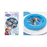 DECOCINO Muffin-Aufleger Frozen – 12 Stück, ø 4,5 cm - essbare Disney Eiskönigin Kuchen-Deko & Zucker-Tortenaufleger DISNEY’S Frozen - Die Eiskönigin, Anna & Elsa – Kuchendeko – Frozen-Tortendek