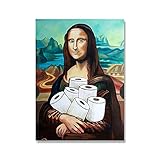 YRZYT Lustige Mona Lisa Poster Parodie Graffiti Mona Lisa Donuts Leinwand Leinwandbilder Nordic Vintage WandBilder Pop Bilder Badezimmer Wc Wohnkultur Mode Bild Kunstdruck