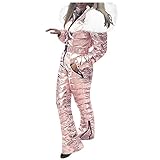 Fannyfuny Skianzug Damen Ski Suit Einteiler Winter Winddichte Skioverall für Frauen Hoodie Winter Warme Schnee Skianzüge Outdoor Sports Schneeanzug Ski Anzug mit Reißverschluss Snowb