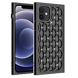 FOURTOC Quadrat Hülle für iPhone 13/13 Pro/13 Pro Max/13 Mini Handyhülle mit Diamant-Textur Glizter Schutzhülle,Schwarz,13