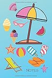 Notes: Urlaubstagebuch - Notizheft mit Strand, Eis, Sonnenschirm und Sonnenbrille, ca. A5