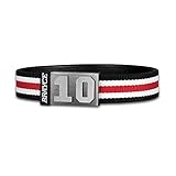 BRAYCE® Trikot am Handgelenk® mit Deiner Trikot Nummer 00-99 I Armband schwarz, weiß & rot I Sportarmband/Teamarmband personalisierbar & handg