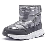 GUBARUN Schneestiefel für Jungen und Mädchen, Winter, wasserdicht, rutschfest, für kaltes Wetter, Grau - Größe: 24 EU