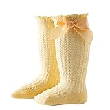Hirolan Lange Socken Mit Schleife FüR Neugeborene, Elegante Socken FüR Prinzessin Und MäDchen Winter Wollesocken Stricksocke Baumwollsocken EinheitsgrößE 0-2J