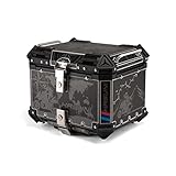 HGTRH Topcase Alu Motorrad, Motorradkoffer Topcase Roller Mit Schnellverschlusssystem 46 * 39 * 34cm - 50L Motorradkoffer Und GepäCk Mit Innenfutter Und Schnellverschluss-Bodenp
