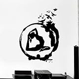 KDSMFA Yoga Vinyl Wandaufkleber Yoga Zen Wandsticker Kreis Meditation Kunst Wandbild Buddhismus Vögel Wand Fenster Aufkleber Home Decor 77 x 57