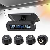 NOPNOG Auto Reifendruckkontrollsystem, Solar TPMS, mit 4 externen Sensoren und Dig