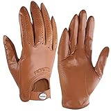 Fiorretto Herren-Lederhandschuhe mit Touchscreen-Funktion, ungefüttert, Cognac, Größe M