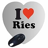 Herz Mauspad 'I Love Ries' in Weiss, eine tolle Geschenkidee die von Herzen kommt| Rutschfestes Mousepad | Geschenktipp: Weihnachten Jahrestag Geburtstag Liebling
