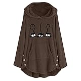 Bolonwzi Plüschjacke for Damen Drucken Plüschmantel Große Größen Plüsch Oberbekleidung Teddy Kunstpelzjacke Wintermantel Pullover Hoodie Teddy Jack