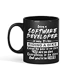 Softwareentwickler-Kaffeetasse - Softwareentwickler zu sein ist einfach, wie Fahrrad fahren - Bestes Vatertagsgeschenk für Papa - Lustige Tassen Geschenke von Tochter, Sohn, Frau - Fun Novelty Cup