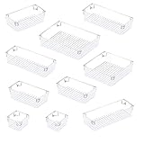 Eletorot Schubladen Organizer Ordnungssystem, 10 Stücke Make-up Organizer Schubladeneinsatz Aufbewahrungsboxen für Kosmetik Küche Büro Bad Schminktisch Zubehör (Weiß Durchsichtig)