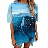 Tshirt Damen Sommer Kurzarm Rundhals Beiläufig Oberteile Shirt Bluse Sportshirt Oversized Tuniken Tops Schön Tierdruck Blusenshirt Vintage Laufshirt Streetwear Lustige Shirts Kuschelig