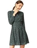Allegra K Damen A-Linie Plissee Fit und Ausgestelltes Leopard Kleid Gr. 38, grü