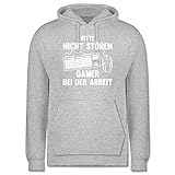 Shirtracer Nerd Geschenke - Bitte Nicht stören Gamer bei der Arbeit - weiß - XXL - Grau meliert - Statement - JH001 - Herren Hoodie und Kapuzenpullover für M