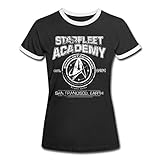 Spreadshirt Star Trek Discovery Starfleet Academy Frauen Kontrast T-Shirt, S, Schwarz/Weiß