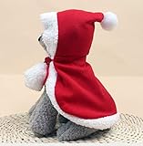 kungfu Mall 1 Set Haustier-Weihnachtsumhang Weihnachtsmütze verstellbar Xmas Santa Claus Cloaks Katze Kostüm Kappe Rotkäppchen Umhang für Welpen H
