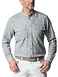 Walbusch Herren Hemd Poren Klimahemd einfarbig Uni Khaki 45-46 - Lang