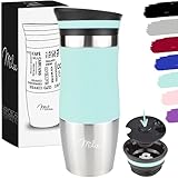 Milu Thermobecher Isolierbecher Kaffeebecher to go - 370ml 450ml 100% Auslaufsicher - Trinkbecher aus Edelstahl - Autobecher doppelwand Isolierung - Thermo Becher - Travel Mug - (Türkis, 370ml)