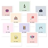 dedeco 20x Postkarten Karten Grußkarte im Polaroid-Format, Spruchkarten, Geschenkkarte, Motivkarte Glückwunschkarte Kartenset, Themen: Geburtstag, Happy Birthday 12x10