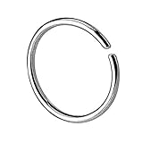 Taffstyle Piercing Continuous Ring Fake Klemmring Dünn Septum Tragus Helix Nase Lippe Ohr Nasenring Ohrpiercing Hoop Clip On Silber 0,8mm x 6