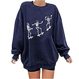 Damen Sweatshirt Briefe Drucken Langarm Rundhals Pullover Warm Pulli Oversized Casual Bequem Teenager MäDchen Hoodie Sportbekleidung 90Er Y2K Fashion Aesthetic E-Girl Teenager MäDchen Herb