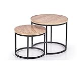 Satztische Fürs Wohnzimmer, Runder Couchtisch, Wohnzimmertisch rund, Couchtische im 2er Set Beistelltisch, Set Sofatisch Beistelltische - L60x B 60xH40 cm (groß) & L38x B38x H34,5CM (klein)