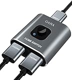 HDMI Switch HDMI Splitter,GANA Aluminium HDMI Switcher Bidirektionaler 2 In 1 Out oder 1 In 2 Out Manueller HDMI Umschalter unterstützt HD 4K 3D für HD TV/Fire Stick/Xbox/PS3/PS4 (Silber)