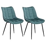 WOLTU® Esszimmerstühle BH142ts-2 2er Set Küchenstuhl Polsterstuhl Wohnzimmerstuhl Sessel mit Rückenlehne, Sitzfläche aus Samt, Metallbeine, Türk