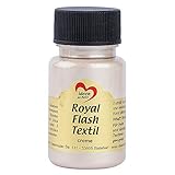 Royal Flash Textil, Glitzer-Metallic-Farbe | hochdeckend, cremige Textilfarbe auf Wasserbasis | für helle und dunkle Textilien | 50 ml (creme)