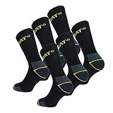 Caterpillar 6 Paar Socken für die Arbeit, halbe Wadenhöhe – Sicherheitsschuhe – verstärkte Fersenspitze – aus Frottee-Baumwolle, geeignet für Stahlkappenschuhe, Schwarz ,