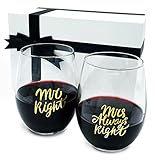 Gifffted Mr und Mrs Paare Weinglas,Tassen Set,Weihnachten Geschenke,Hochzeitsgeschenke für Brautpaar,Hochzeit,Geschenk Hochzeitstag,Hochzeitsgeschenk